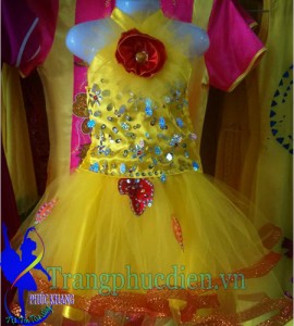 váy múa màu vàng của trẻ em