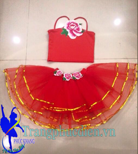 Váy bé gái 2 dây hồng đất 3 layer - KVH2201